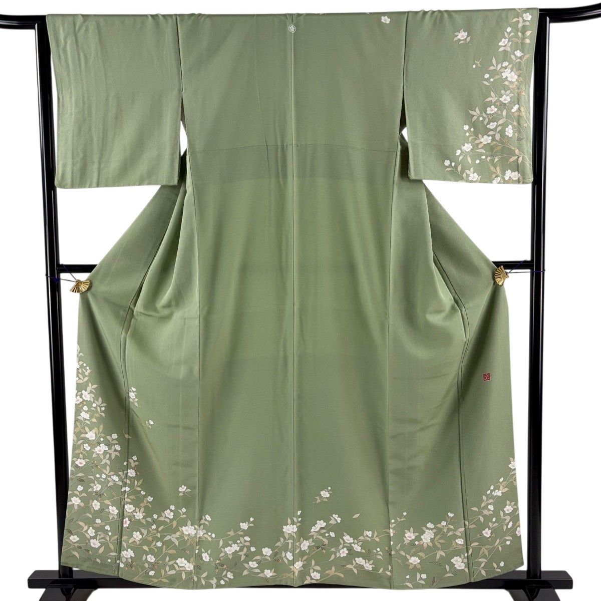 訪問着 名品 身丈156cm 裄丈64cm 正絹 【中古】 訪問着 身丈157cm 裄丈65.5cm M 袷 辻が花 金通し 黒 正絹 名品 【中古