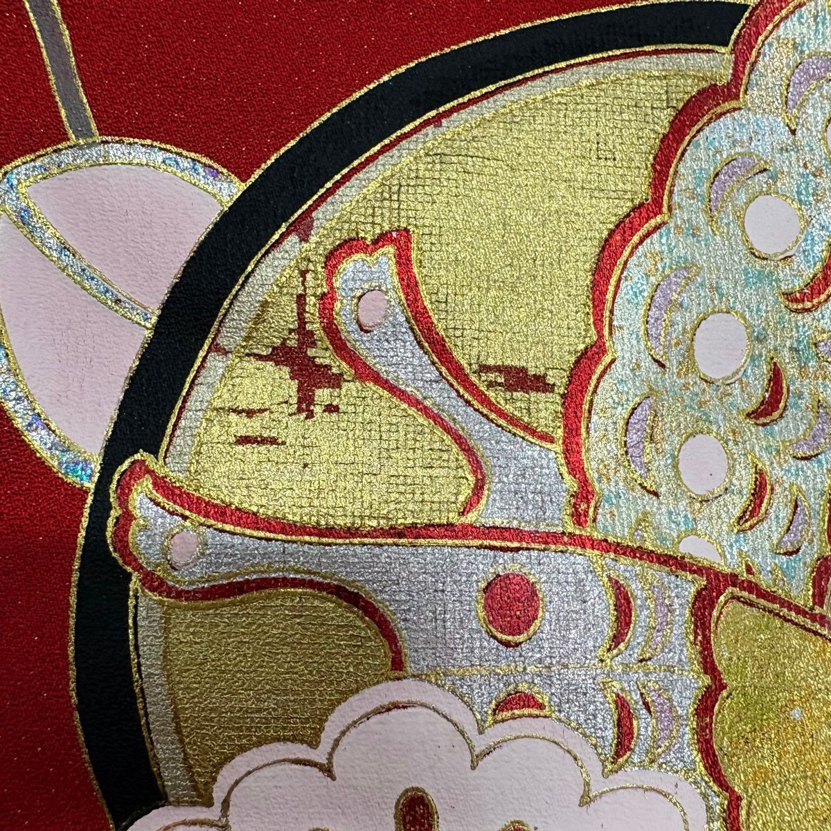 振袖 身丈168cm 裄丈68cm 正絹 名品 【中古】 振袖 身丈168cm 裄丈68cm L 袷 束ね熨斗 草花 金糸 金彩 ピンク 正絹