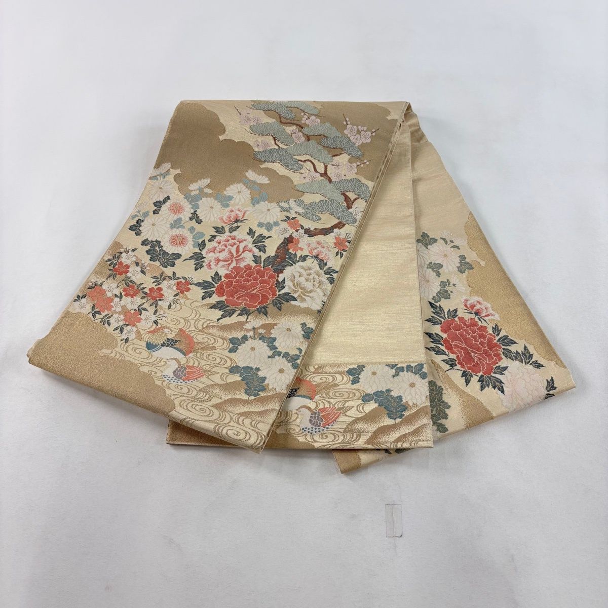 袋帯 秀品 牡丹 鴛鴦 金糸 箔 金色 お太鼓柄 正絹 【中古】 - メルカリ