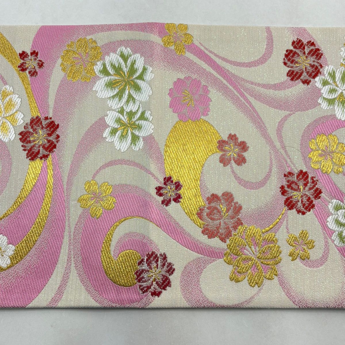 競ナビ】袋帯 美品 秀品 正倉院献上華文 花唐草 箔 茶紫 六通 正絹