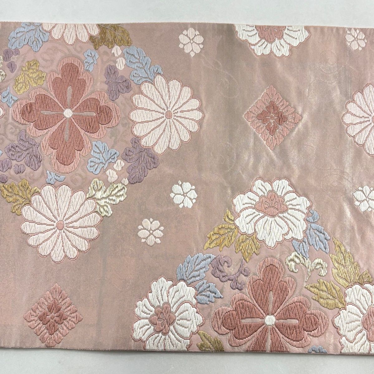 袋帯 鳳凰に花模様 唐織 花菱 貝粉色 O-5806 袋帯 鳳凰に花模様 唐織 花菱 貝粉色 O-5806の通販 by リユース着物