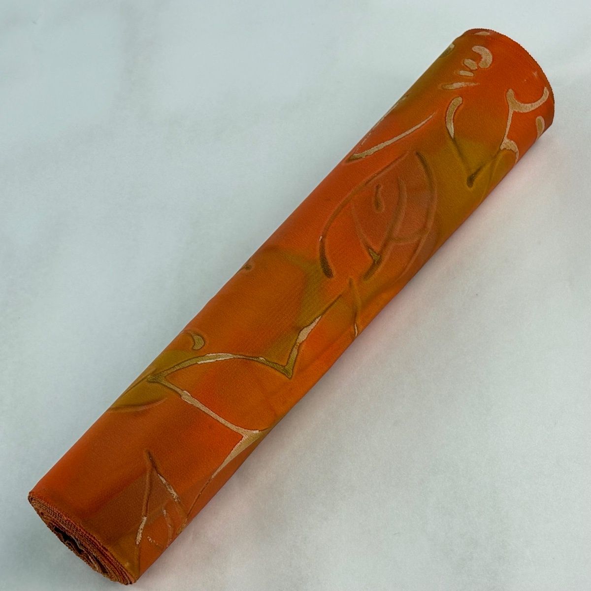 反物 優品 羽尺 羽織 和装コート 草花 ぼかし オレンジ 正絹 【中古