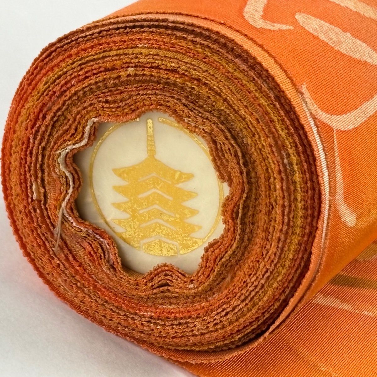 反物 優品 羽尺 羽織 和装コート 草花 ぼかし オレンジ 正絹 【中古