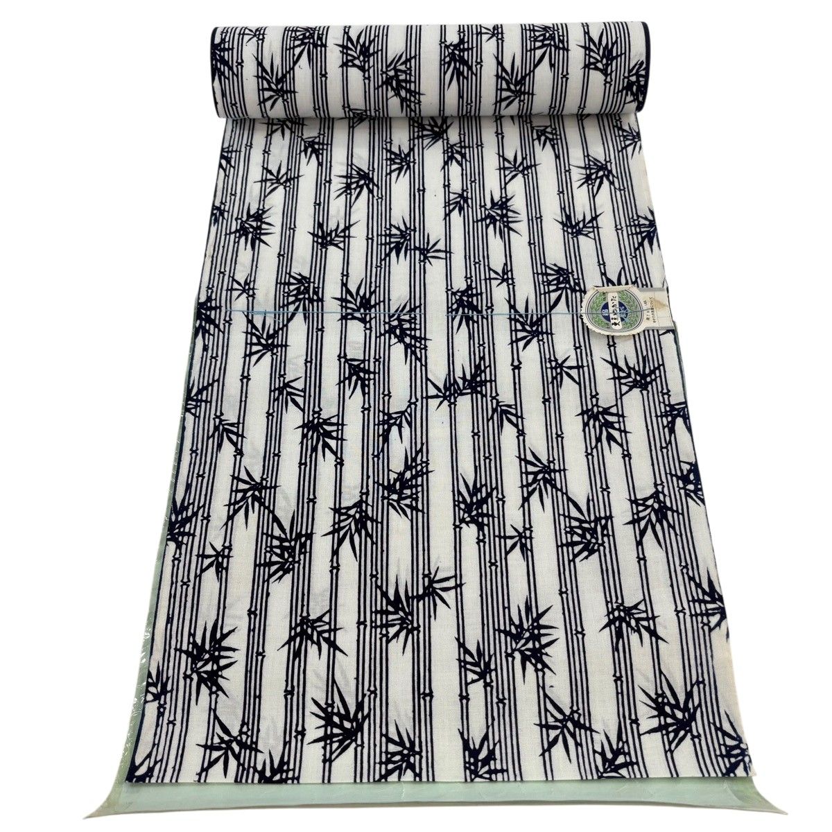反物 優品 浴衣 竹 灰白 綿 【中古】