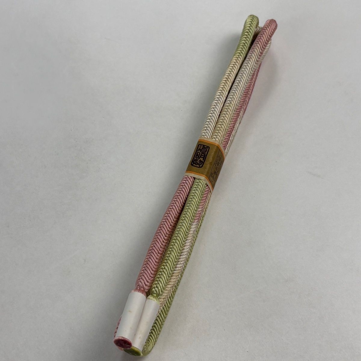 帯締め 逸品 無形文化財 有職組紐 道明 ぼかし柄 金糸 薄緑 正絹 和装