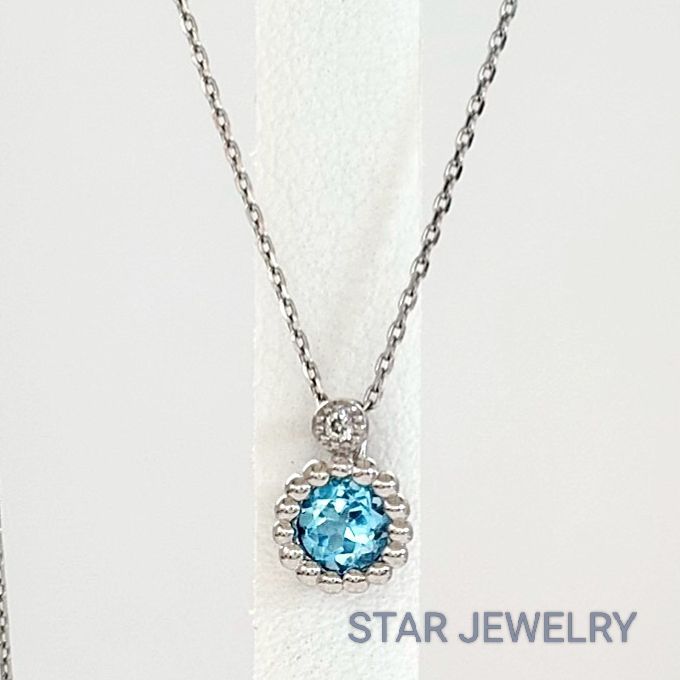 K10 ブルートパーズ ダイヤ ネックレス【STAR JEWELRY】(スター 