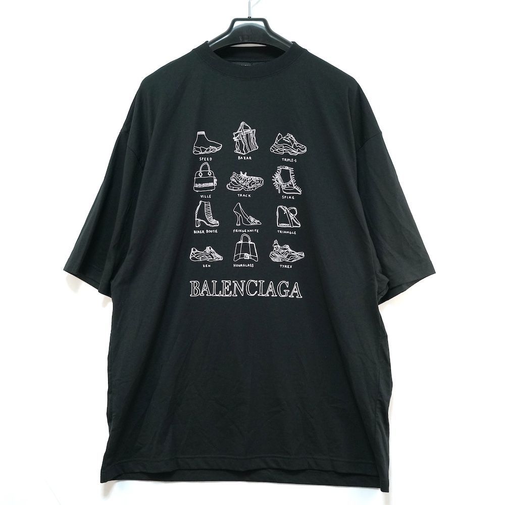BALENCIAGA ブラック Tシャツ BALENCIAGA バレンシアガ アイコン グラフィック オーバーサイズ T