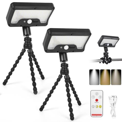 HARUMAKI【場所FREE！】ソーラーライト 屋外 IP65防水 高輝度 92LED センサーライト 人感センサー 自動点灯消灯 3つ知能モード 明暗/人感センサー 省エネ フレキシブル三脚付 360度調整ランプ USBソーラー充電 取り付け簡単 防犯対k