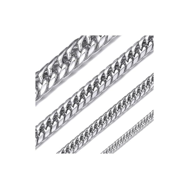 [ChainsHouse] 喜平 ネックレス メンズ チェーンのみ 錆びない ステンレス シルバー 金属アレルギー対応 長さ46cm 幅12mm 0