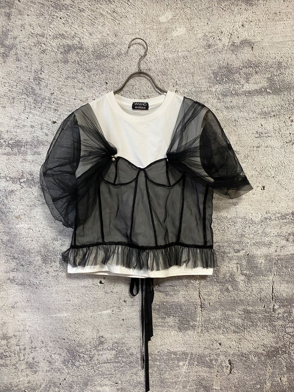 ヴィヴィアーノ STUDIOUS別注 コルセットTシャツ シアーカットソー VIVIANO（ヴィヴィアーノ） tシャツ 「VIVIANO/ヴィヴィアーノ