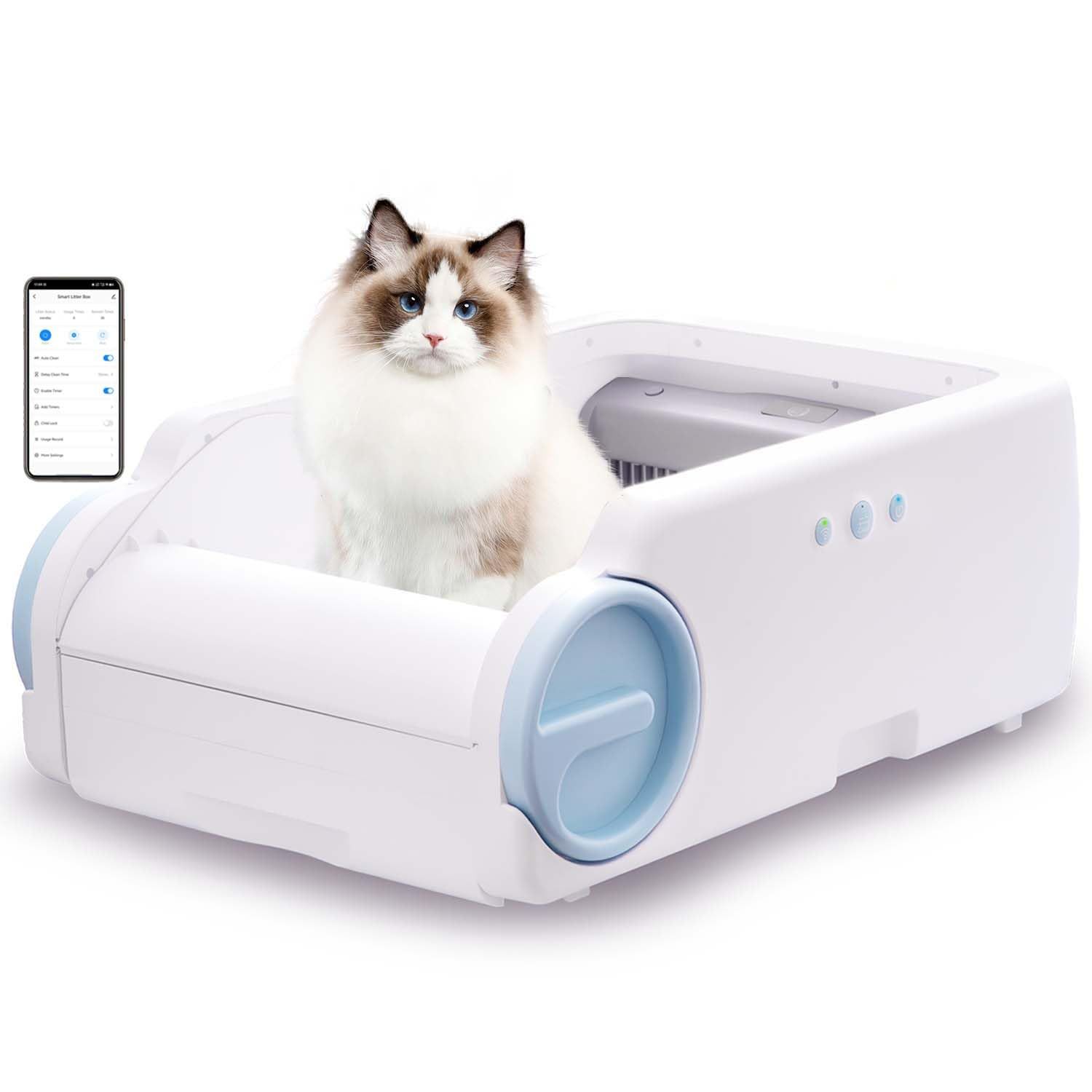 新品】自動猫用トイレ挟み込み防止・防臭設計・アプリ遠隔操作