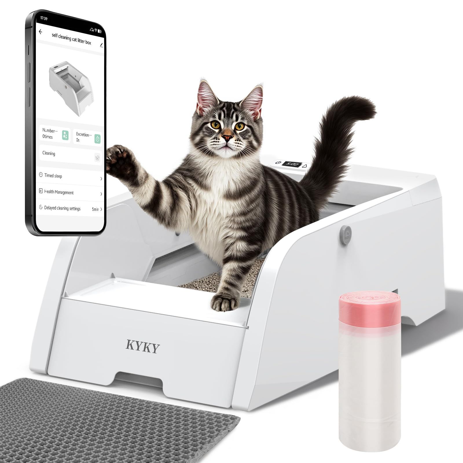 【新品】自動猫トイレ アプリ遠隔操作 猫のトイレ自動 高い 大型 多頭飼い用 猫 トイレ 高齢猫用 全自動 ゴミ箱 オープン設計 IOS/Android対応 快適ワイド 広い出入口 飛び散り防止 挟み込み防止 自動清掃 静音設計 消臭機能 センサー付き お留守