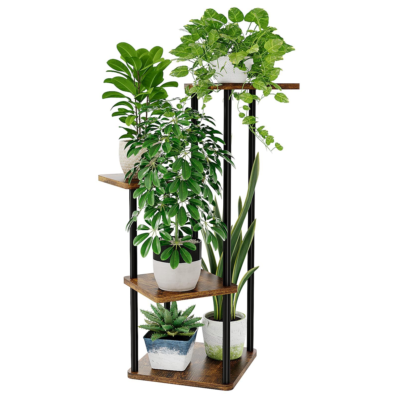 週末セールBamworld フラワースタンド 室内 プランタースタンド 4段観葉植物 台 おしゃれ 植物 棚 植木鉢台 プランターラック リビング 寝室 ベランダk