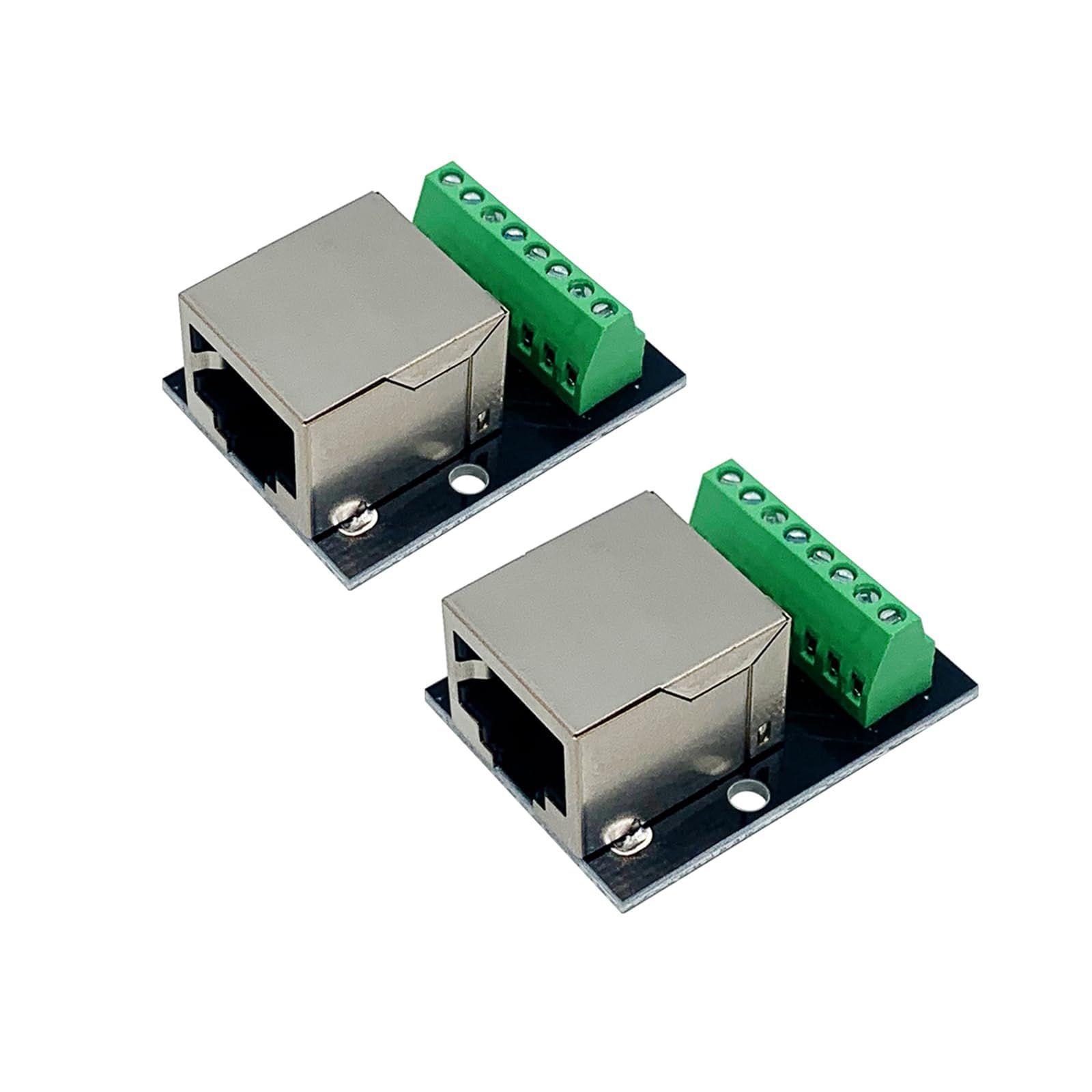 PENGLIN 2pcs RJ45 Ethernet Connector Breakout Board 2.54mm Pitch Shield RJ45 Single Female Network Adapter