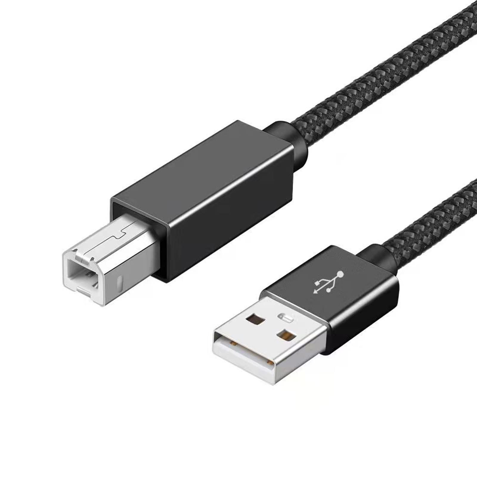 USB Printer Cable 3m LPoieJun USB 2.0 Cable Type A Male to Type B Male Heavy Duty Nylon Braided 480 Mbps High Speed Data Transfer Compatible with Canon, Epson, Brother, etc. Printers, Faxes, MFP Scanners (Gray)