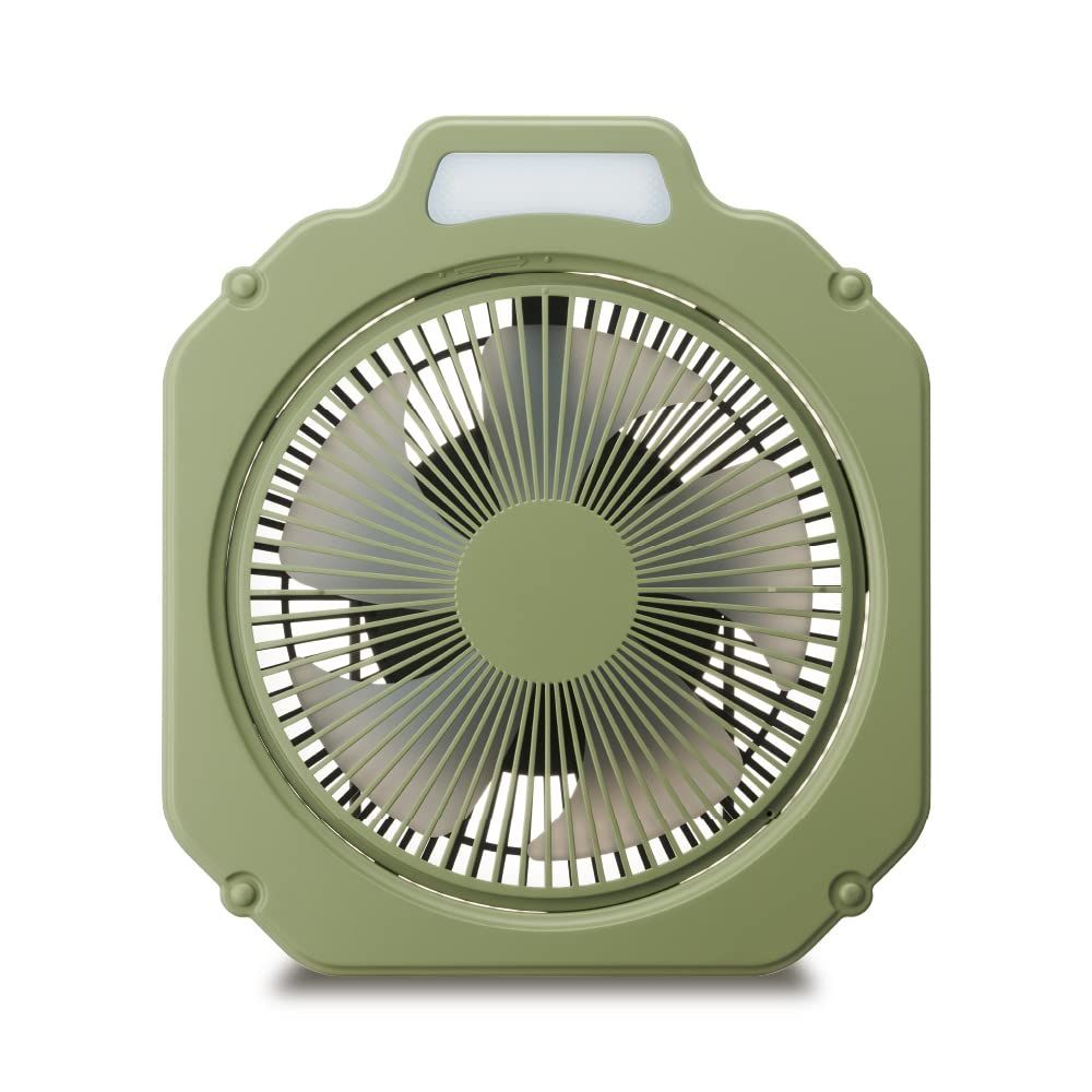 ドウシシャ Wind GEAR（ウインドギア） 扇風機 アウトドア LEDライト付 防水機能 (IPX4) 2電源対応（充電式・USB電源） 20㎝ オリーブドラブ [オリーブドラブ] [インダストリアル]