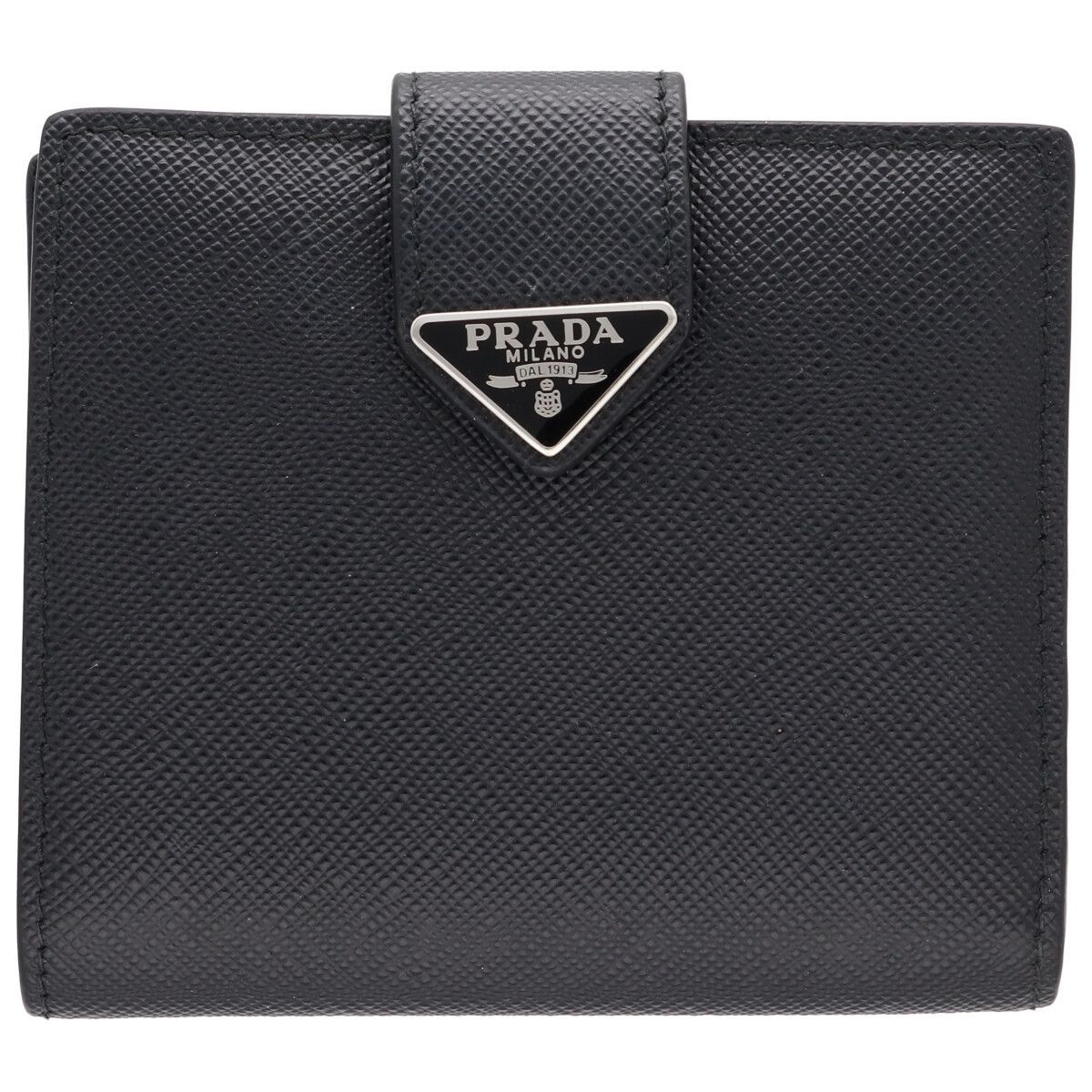 中古】 PRADA プラダ サフィアーノ タブ 折り財布 1MV204 ブラック 