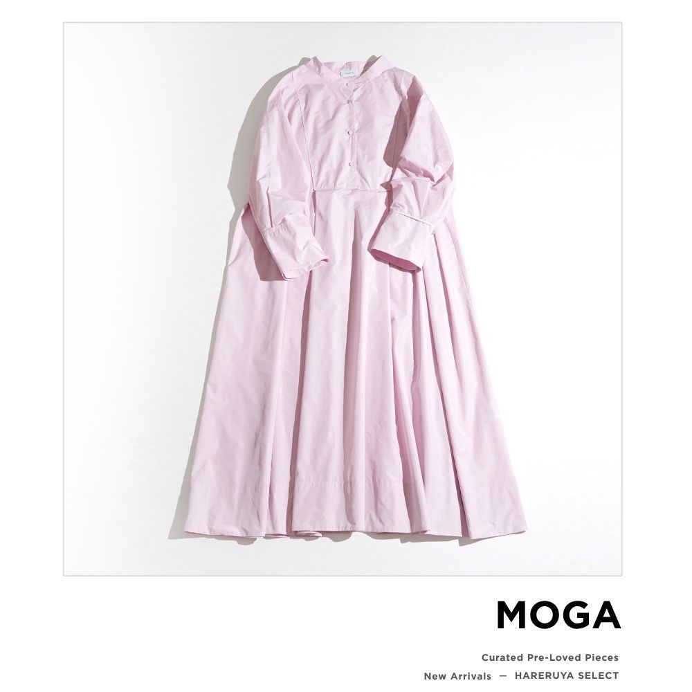 323t*美品 モガ MOGA ライトメモリータフタブザムシャツワンピース F ピンク
