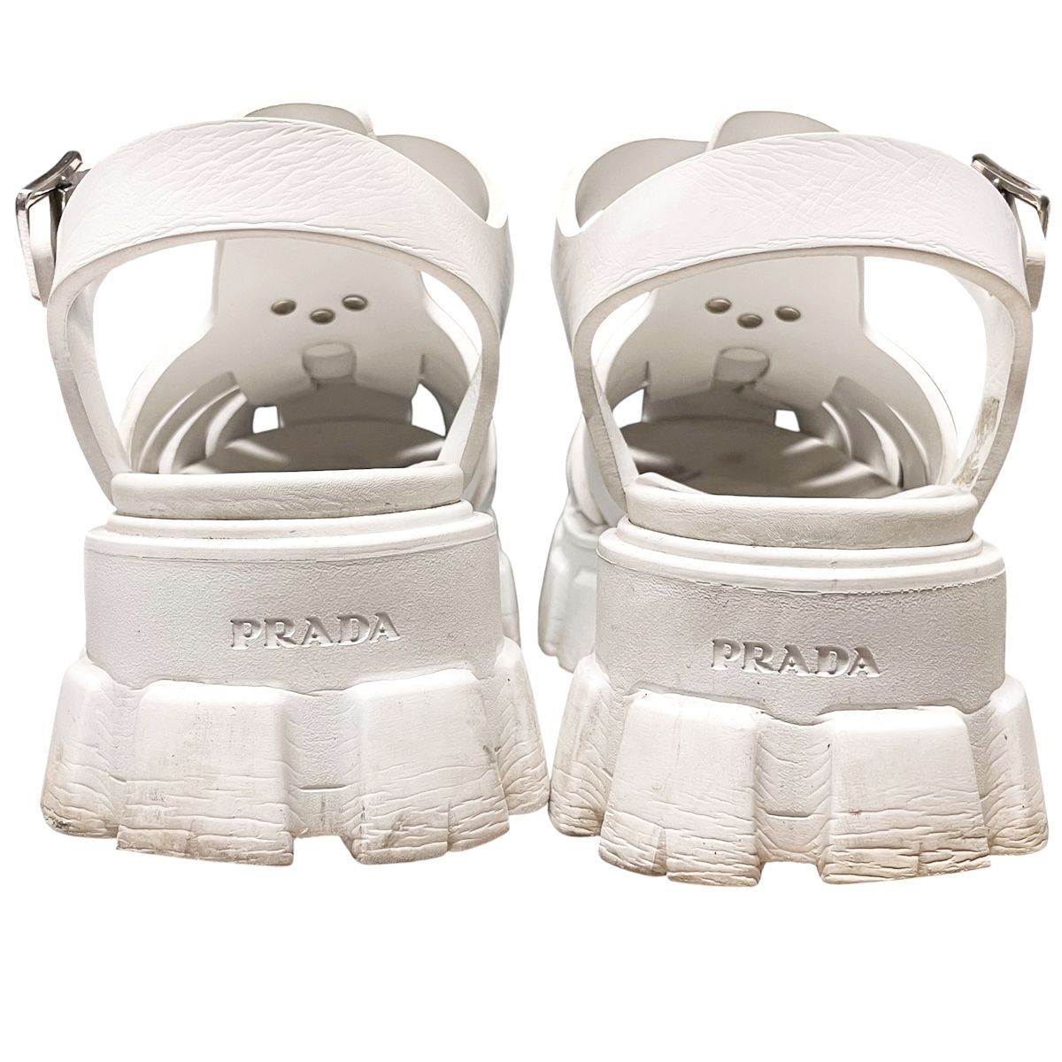 中古】 PRADA プラダ モノリス ラバー サンダル 2X3038 白