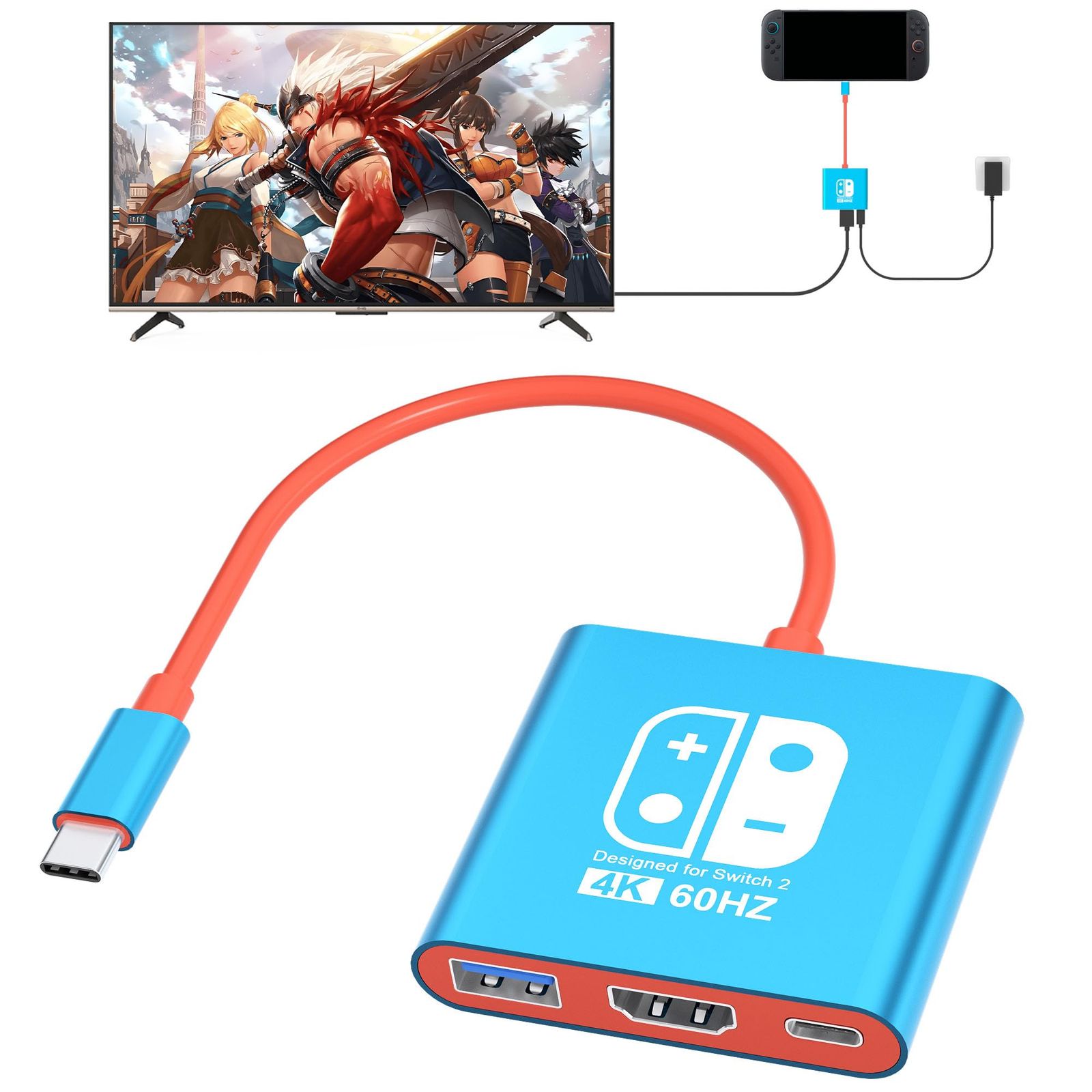 Switch 2 ドック 小型 アルミニウム合金の外装 【新登場-Switch 2「22.0.0」対応 プラグアンドプレイ】スイッチ 2 ドレイグ テレビ接続直接TV出力 ドック HDMI 4K@60Hz/USB 3.0/PDSwitch u0026 Swi ...