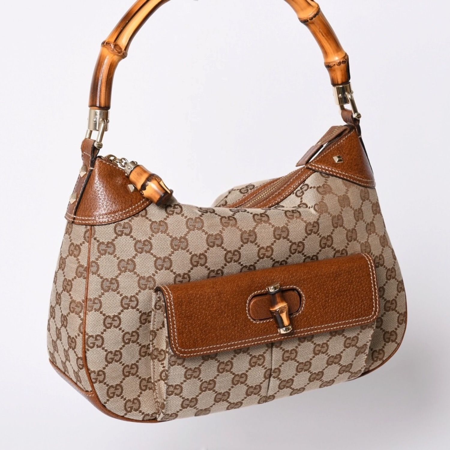 美品 GUCCI グッチ バンブー GG柄 ブラウン ナイロン 000 0531 ショルダーバッグ レディース 503819 【中古】 GUCCI - 美品 GUCCI グッチ バンブー GG柄 ブラウン ナイロン 000 0531