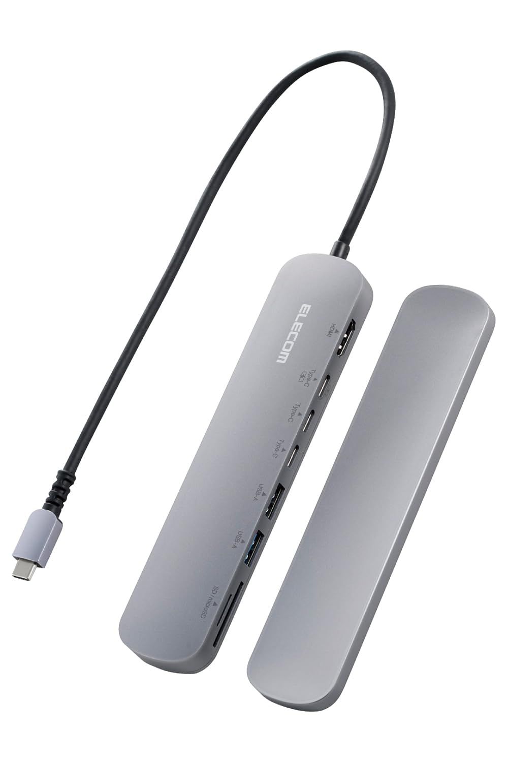 エレコム USB Type-C ハブ ドッキングステーション 8-in-1 固定用スタンド付 PD対応 100W USB3.1 Gen1×2ポート HDMI×1ポート USB-C×3 SD+microSDスロット シルバー DST-C23SV [8-in-1]
