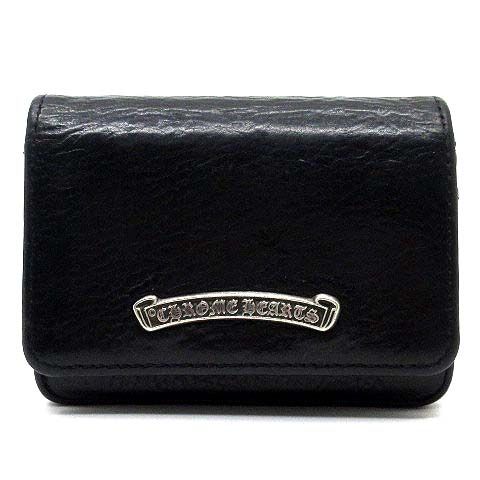 クロムハーツ CHROME HEARTS アーチロゴプレート 3ポケット レザー カードケース スクロールラベル ブラック 黒 CRD CSE3PKTWDV1 ☆AA★