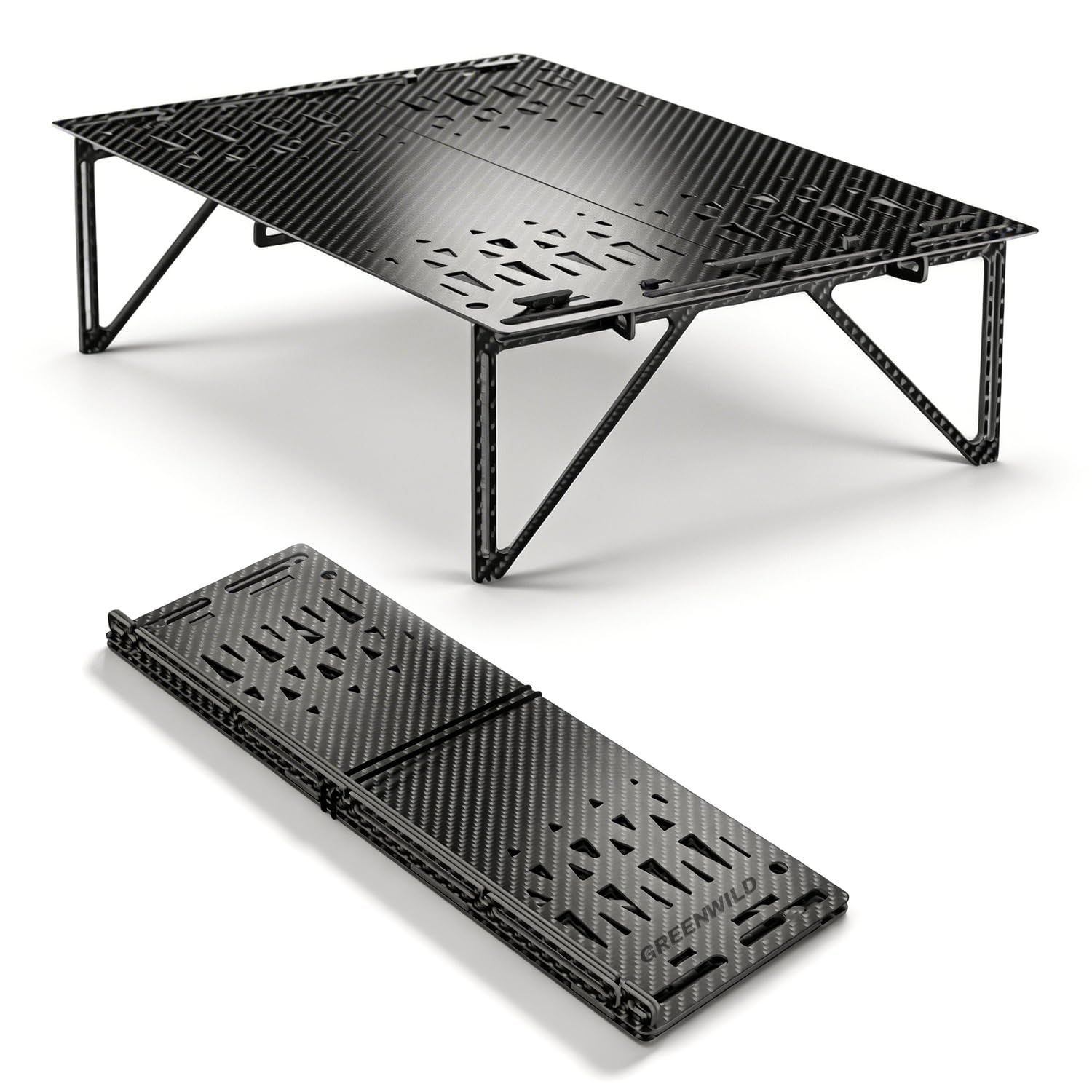 人気商品　ミニテーブル カーボン製 コンパクト ソロキャンプ 超軽量130g 3K織り ローテーブル 耐荷重8kg キャンプ 収納袋付き
