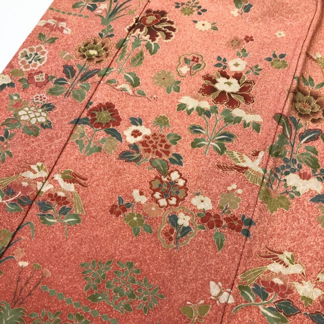 付下げ 美しい花模様 中紅色 グラデーション 金彩 K-5751 - メルカリ