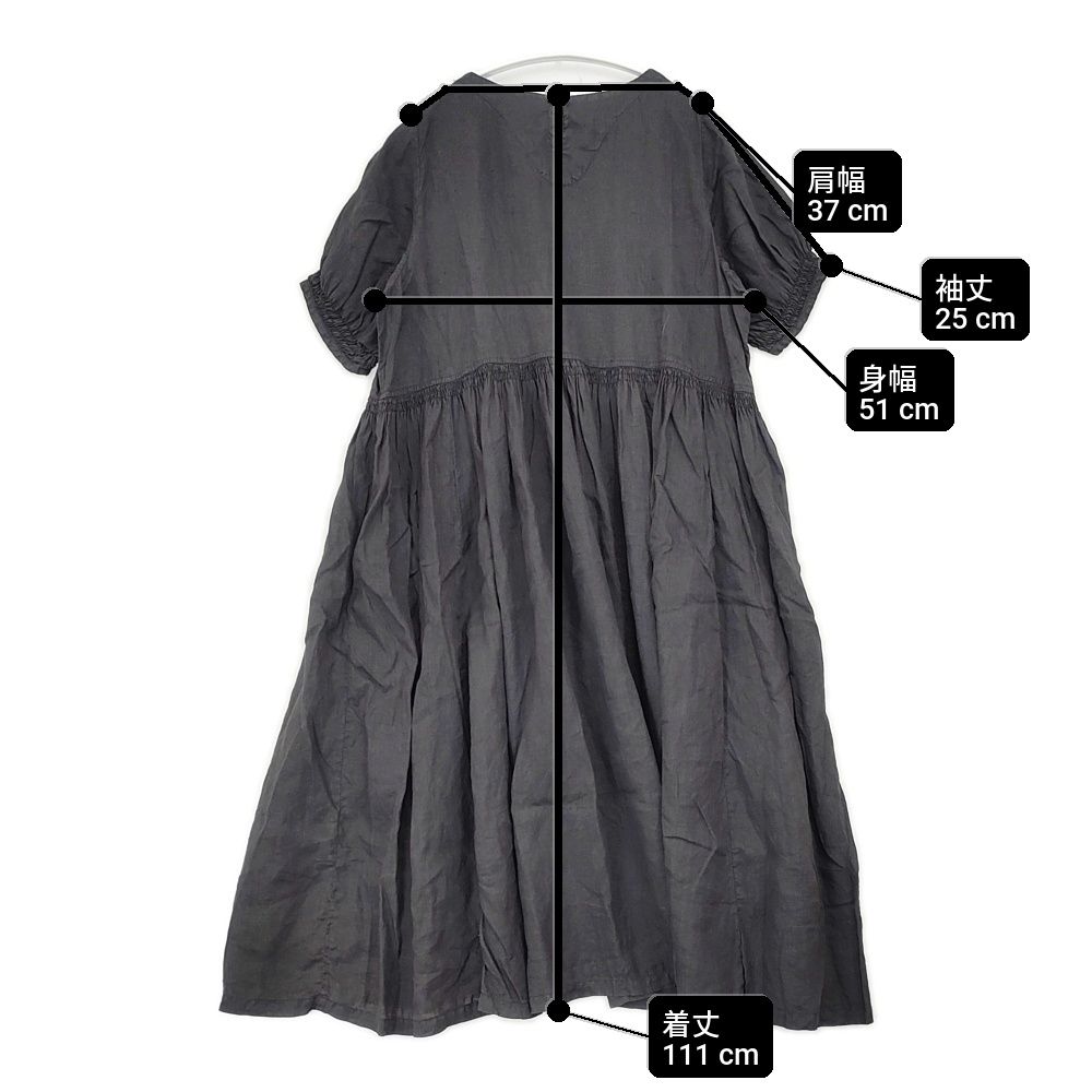 nest Robe 01172-1016-2 リネンギャザーワンピース 製品染め 日本製