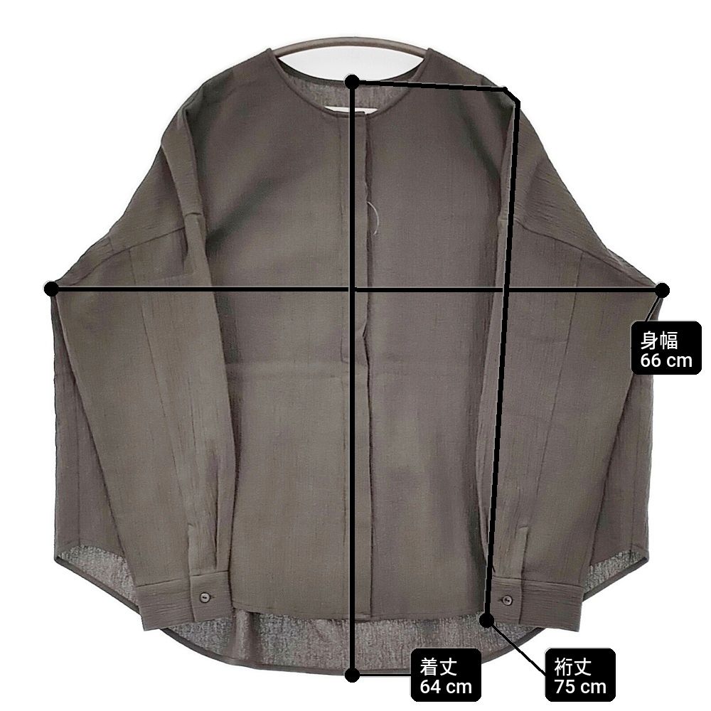 evam eva エヴァムエヴァ カジュアルシャツ M グレー 【古着】【中古】【送料無料】 evam eva 未使用品 cotton no collar shirt M 定価29700円 E261T051