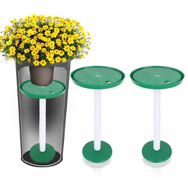 【新品】 高さ調節可能な植物インサート 2セット、11-17インチの調節可能な植物インサートは、排水穴付き高さ調節可能な植物ライザー、環境に優しい調節可能な植木鉢ライナー、屋内・屋外両方で使用できる調節可能な植木鉢ライナー 1