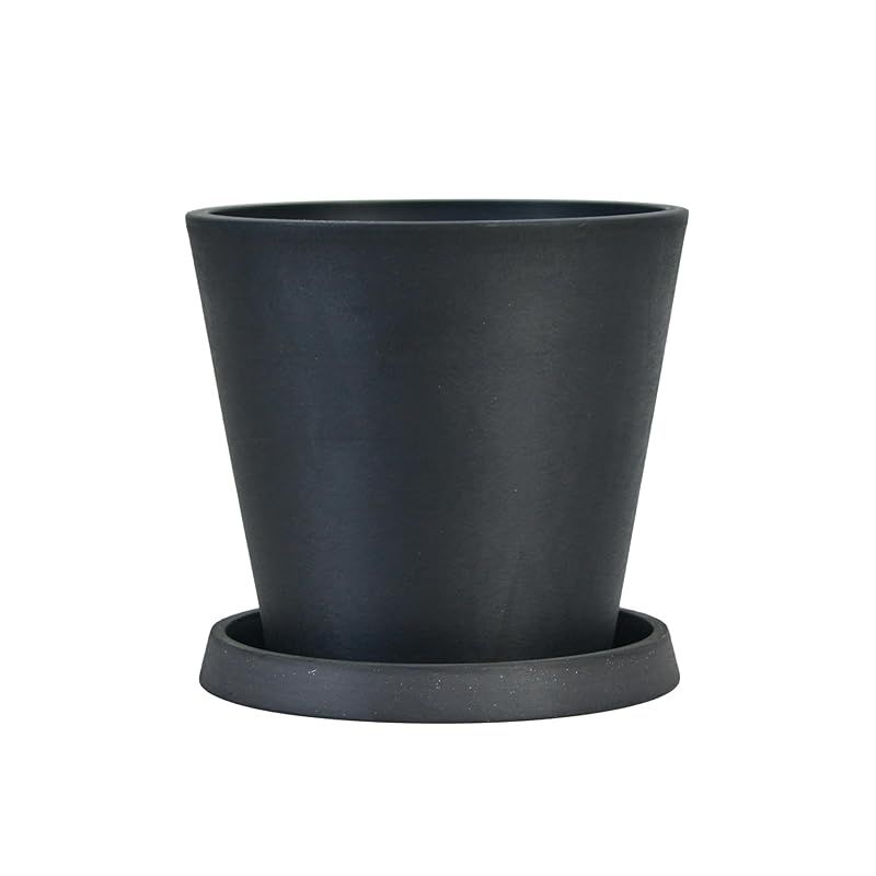 【新品】 Greenship 植木鉢 8号（約25cm） 受け皿付きお得 プラスチック石複合材 マットな 1