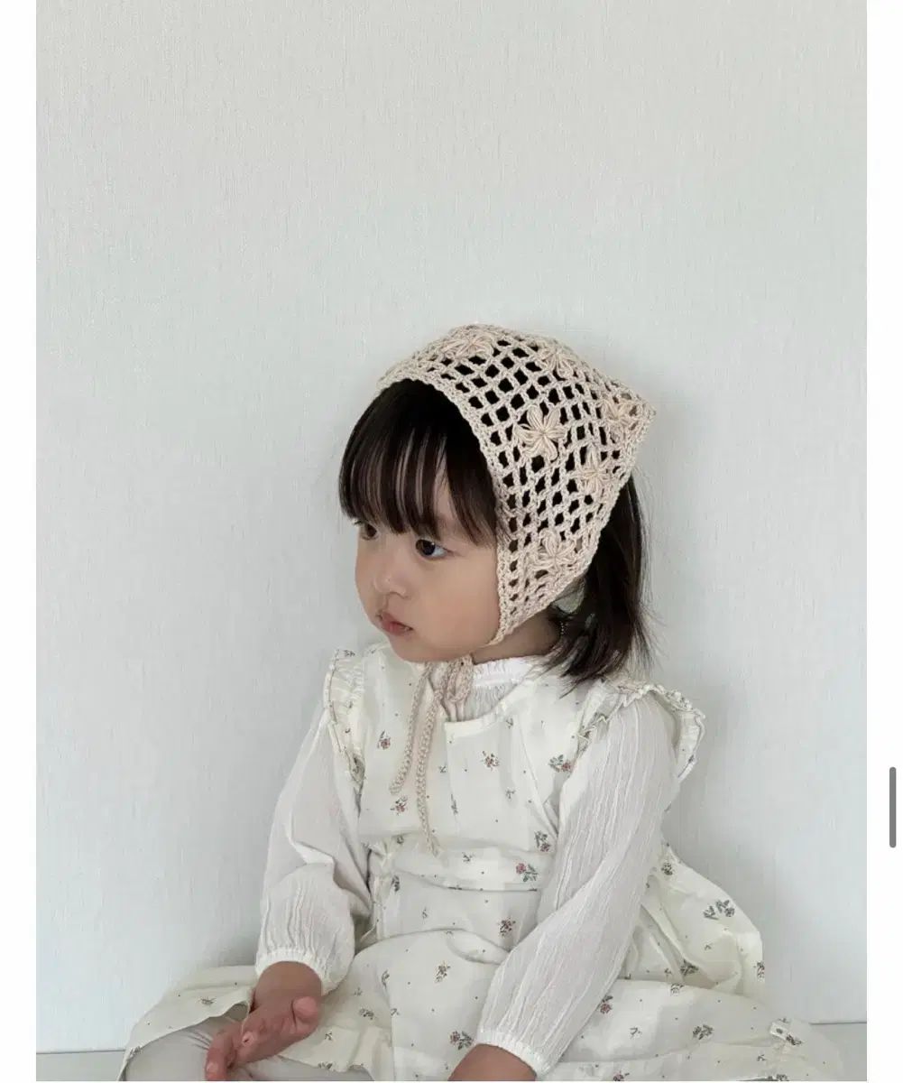 ドゥリムシル フラワー ヘアゴム 赤ちゃんボンネット ハンドメイド 編み スカーフ