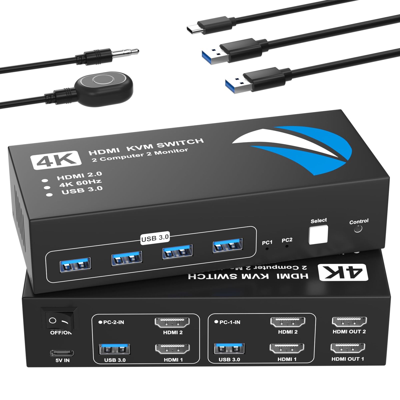 KVMスイッチ HDMI 2入力2出力 4K@60Hz KVM HDMI切替器 パソコン2台 