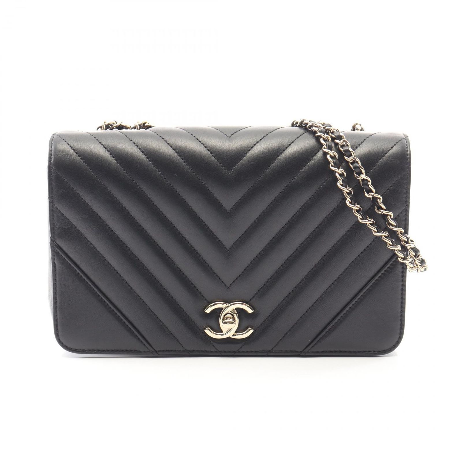 CHANEL シャネル ショルダーバッグ 2.55 シェブロン Vステッチ Wフラップ CHANEL (シャネル) シェブロンVステッチ2.55WフラップWチェーン
