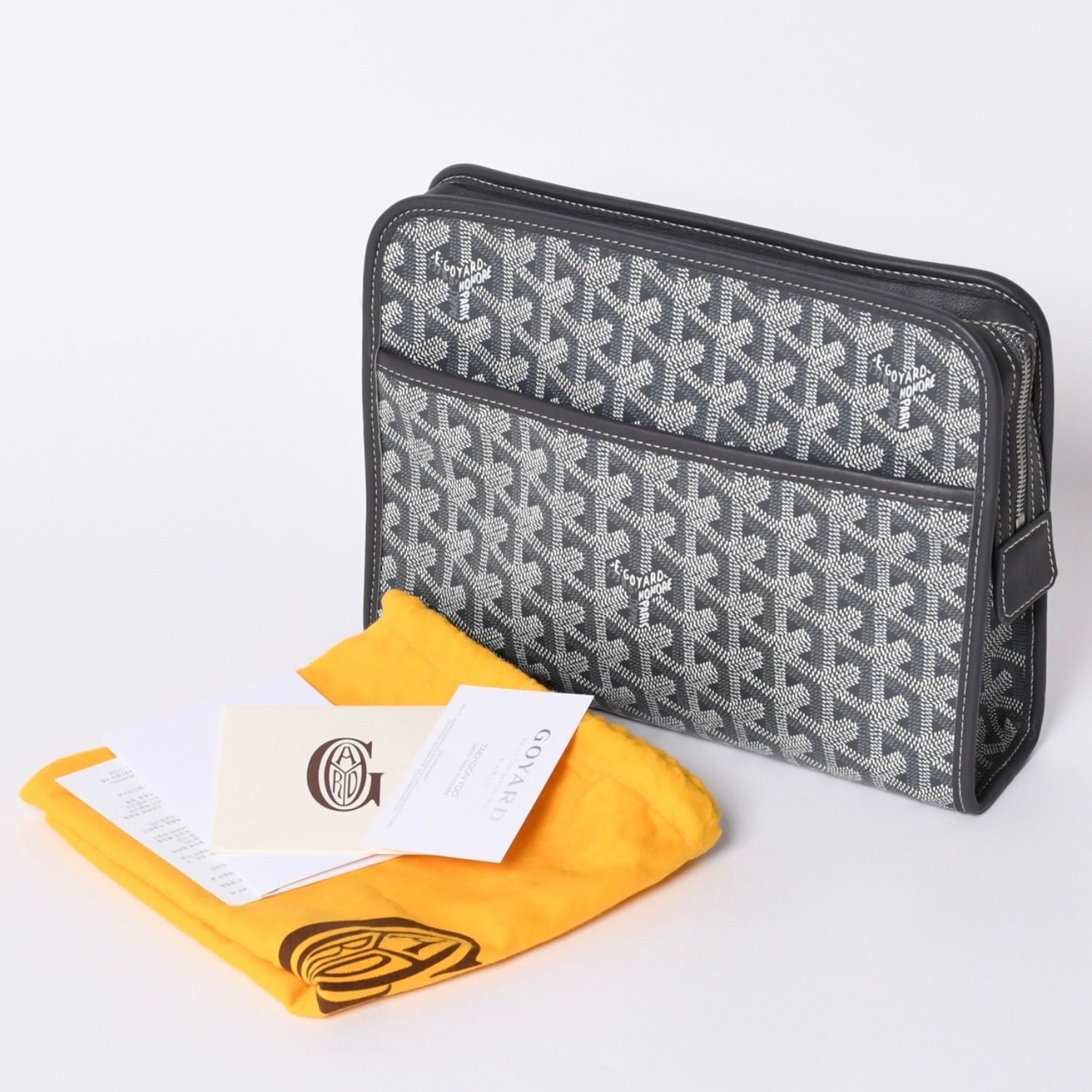 GOYARD ゴヤール シープル ポーチPM ショルダーバッグ レザー×PVC オレンジ シルバー金具 GOYARD - GOYARD ゴヤール シープル ポーチPM ショルダーバッグ レザー