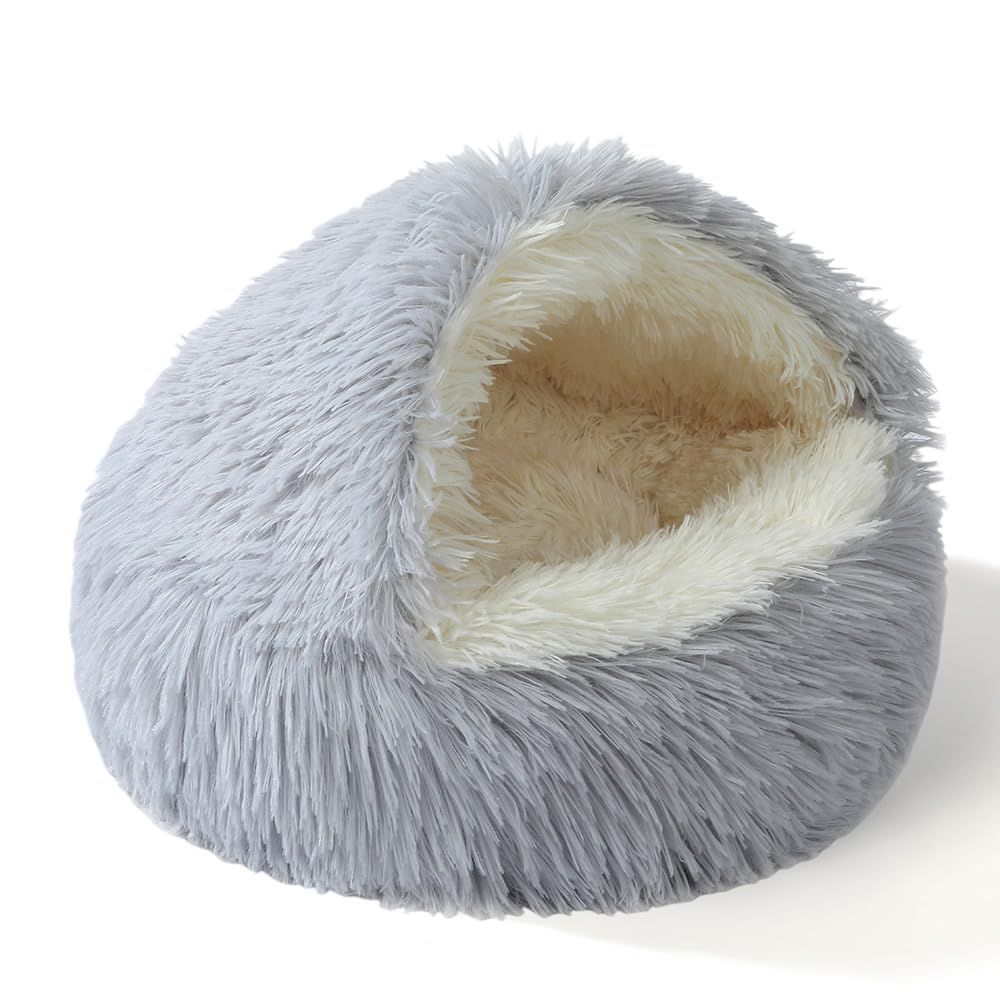 【XIMU】猫 ベッド 犬 ベッド 冬ドーム 猫ハウス ペットベッド 猫 犬 クッション 猫 寝床 暖かい 滑り止め 洗える 冬用保温 貝殻型 半密閉 猫用ベッド／ペット用 猫ベッド 半囲い 犬用ベッド 犬用寝床 密閉式 キャットハウス ふわふわ 柔らかい 犬