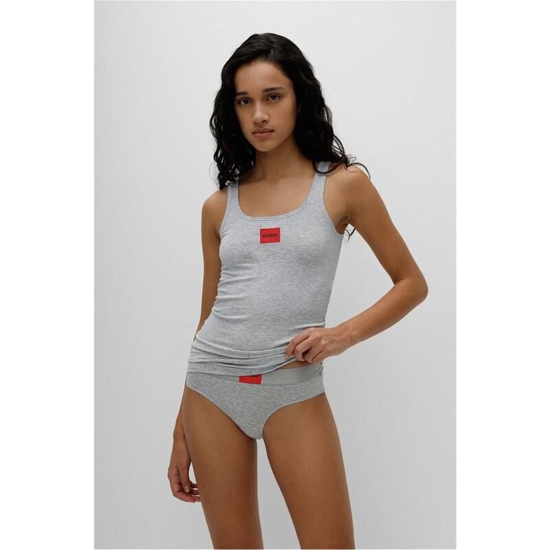 フューゴ レディース アンダーウェア ナイトウェア ベスト ロゴ Hugo Red Logo Label Vest Medium Grey グレー