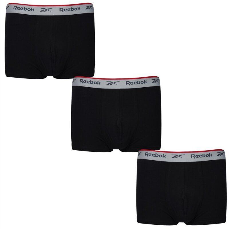 リーボック メンズ アンダーウェア ボクサーパンツ Reebok 3 Pack Trunks Mens Black ブラック
