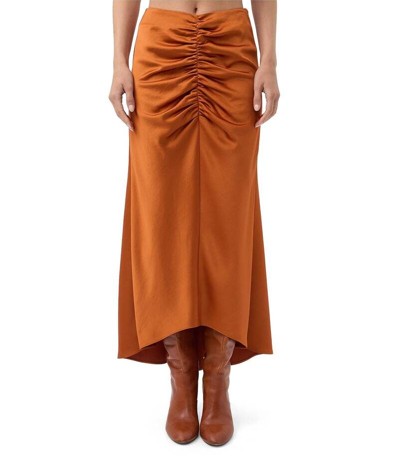 トリーナターク レディース ボトムス スカート ギャザー サテン Trina Turk Aspen Satin Ruched Front HighLow Skirt Amber アンバー