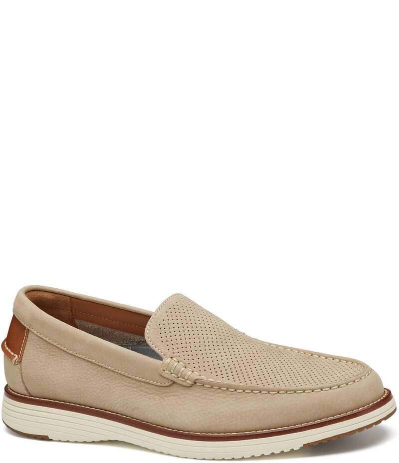 ジョンストンアンドマーフィー メンズ シューズ スリッポン・ローファー ローファー Johnston Murphy Mens Upton Perforated Nubuck Venetian Loafers Taupe トープ