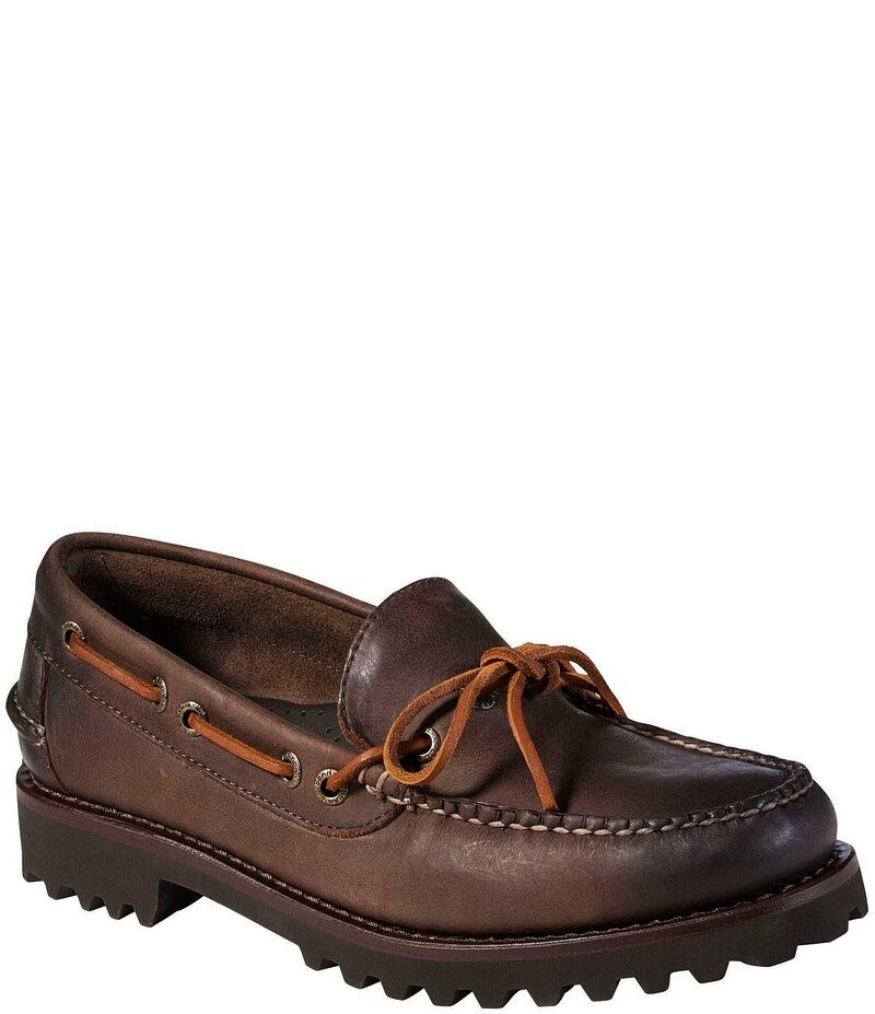 エルエルビーン メンズ シューズ スリッポン・ローファー レザー LLBean Mens Allagash Leather Handsewn OneEye Boat Shoes Dark Earth