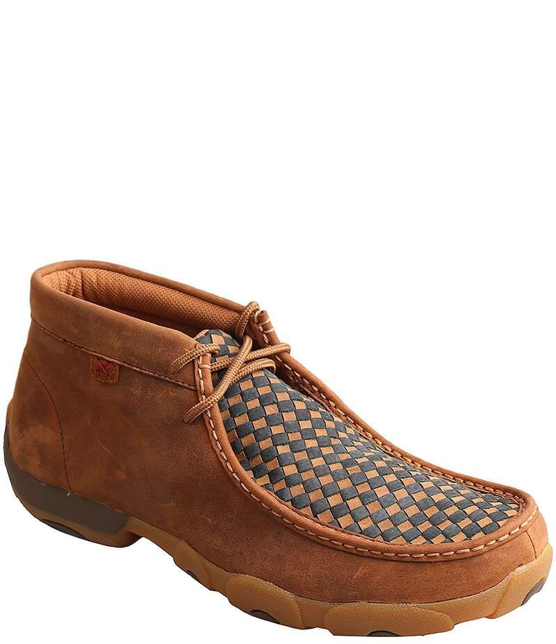 ツイステッドエックス メンズ シューズ ブーツ・レインブーツ レザー Twisted X Mens Driving Woven Leather Moccasin Chukka Boots Brown ブラウン