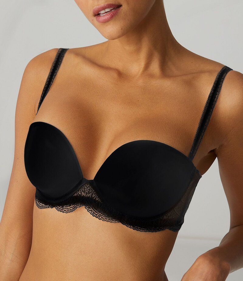 シモーヌペレール レディース アンダーウェア ブラジャー ストラップレス Simone Perele Karma Plunge Strapless Convertible Underwire Bra Black ブラック
