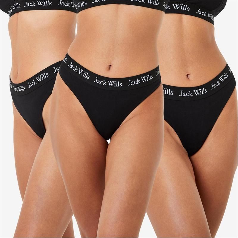 ジャック ウィルス レディース アンダーウェア パンツ Jack Wills Deptford Multipack Thong 3 Pack Black ブラック