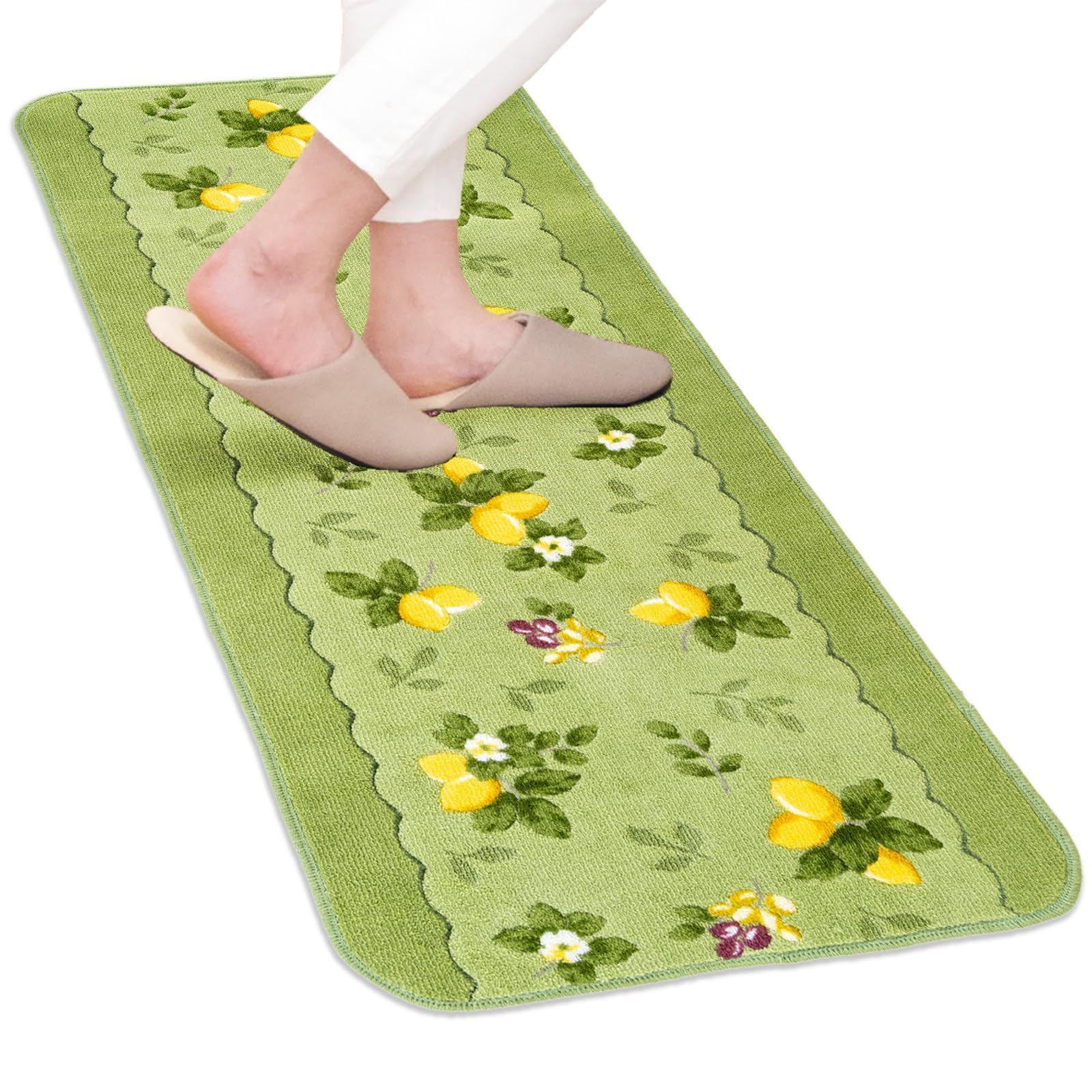 【特価セール】オカ(OKA) プロヴァンスシエル キッチンマット 約45×120cm グリーン 日本製 抗菌防臭加工 すべり止め 洗える 台所 マット 120