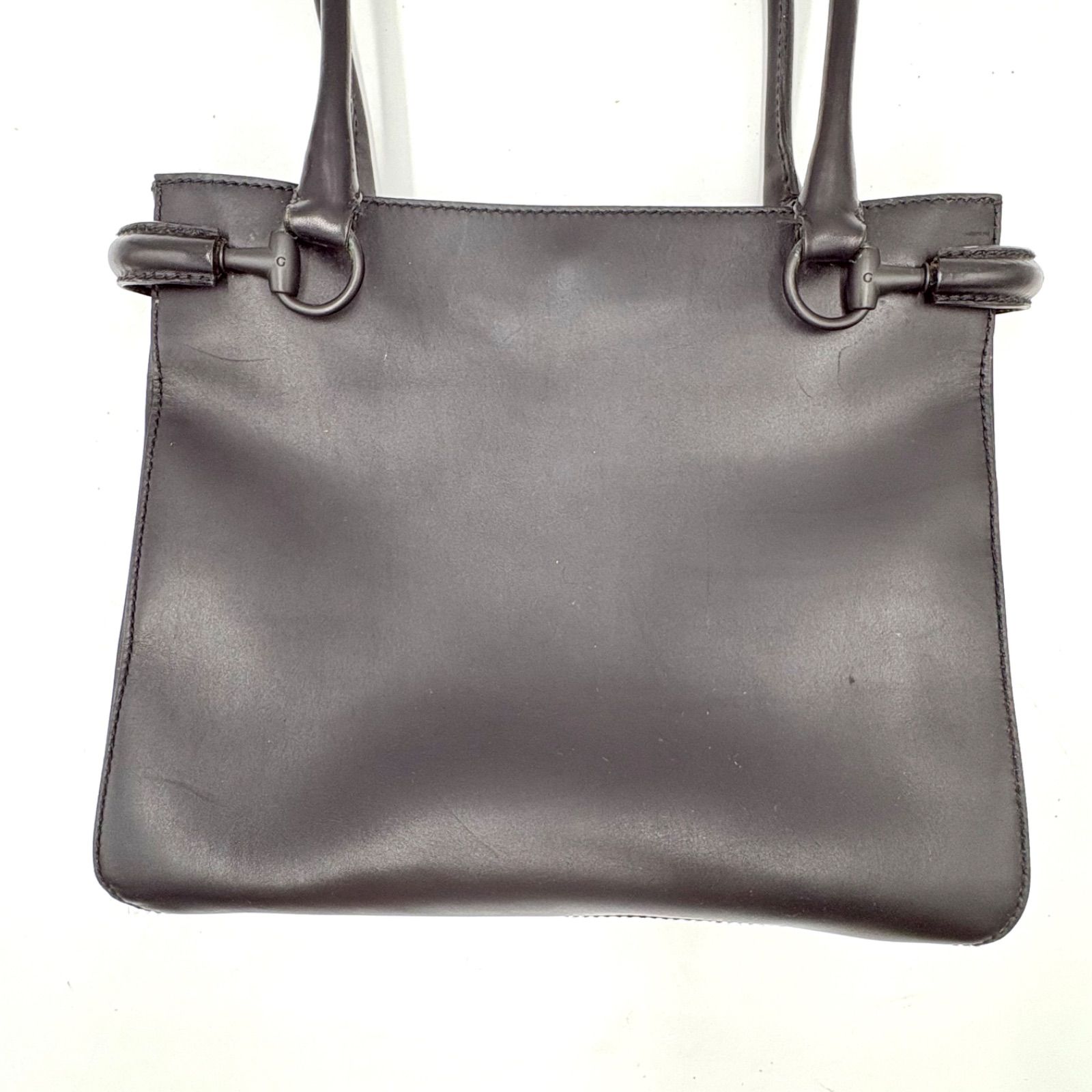 Auth Gucci Tom Ford Era Horsebit Leather Shoulder Tote Bag Black 
