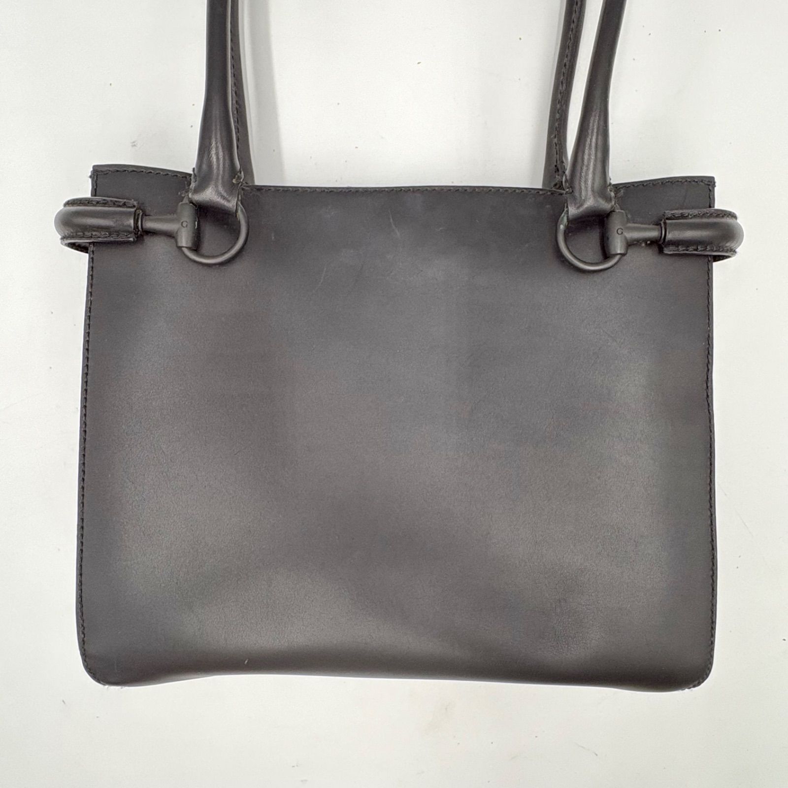 Auth Gucci Tom Ford Era Horsebit Leather Shoulder Tote Bag Black 