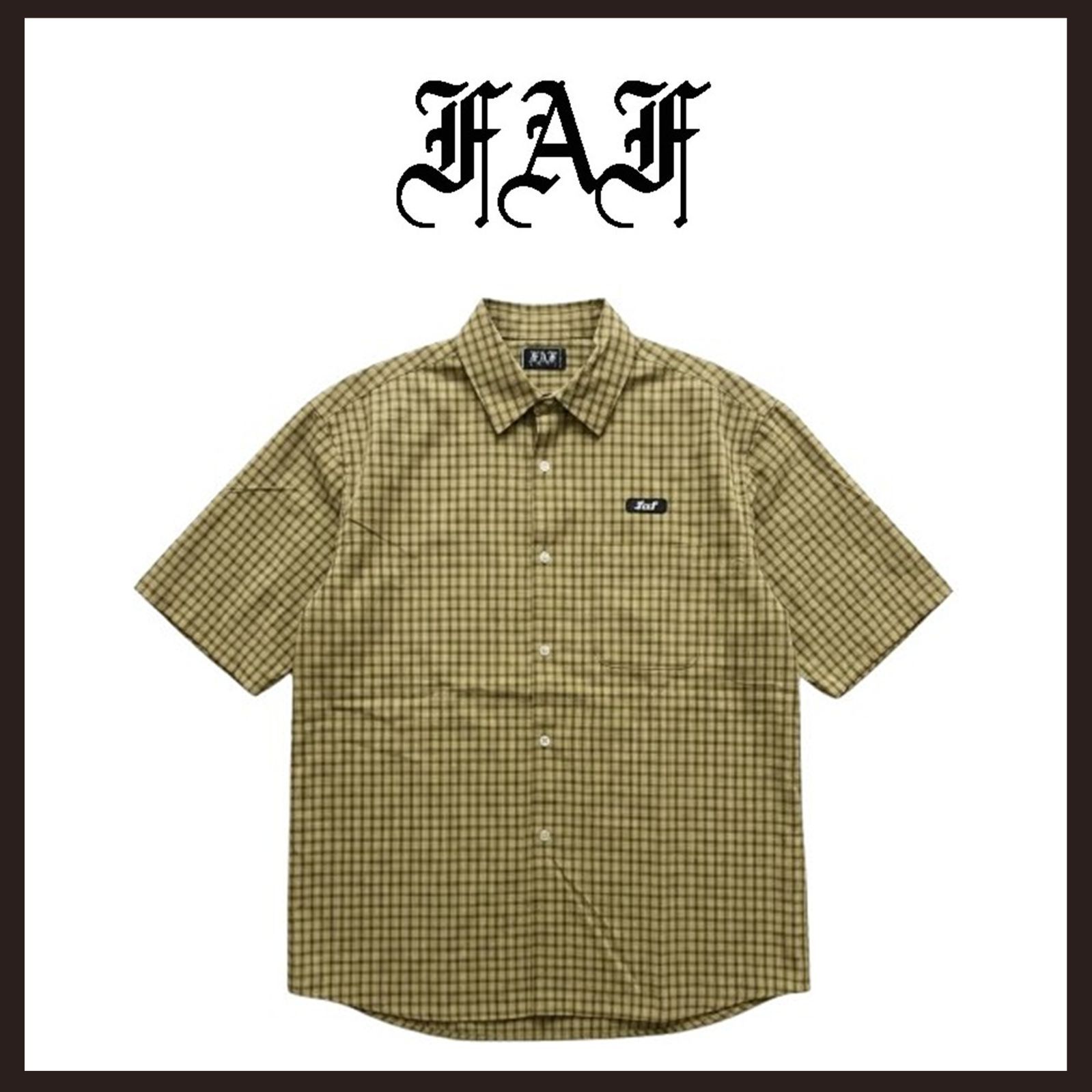 新品未使用　FAF　ラバーパッチロゴ 半袖シャツ　3　イエロー 新品未使用 FAF（フェイクアスフラワーズ） ラバーパッチロゴ 半袖
